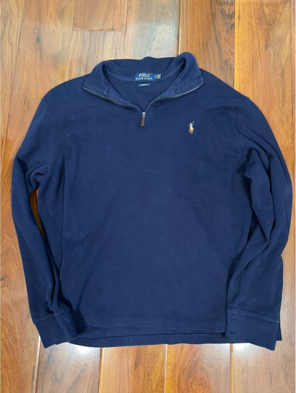 Polo Ralph Lauren Estate-Rib Quarter-Zip Pullover Navy Blue SZ Large Sweater